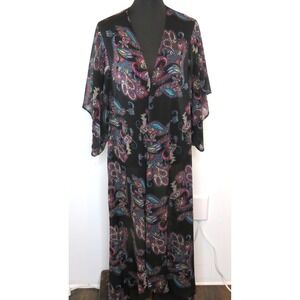 Band of Gypsies Paisley Floral Kimono Duster Boho Detail Cover Up Oversize L